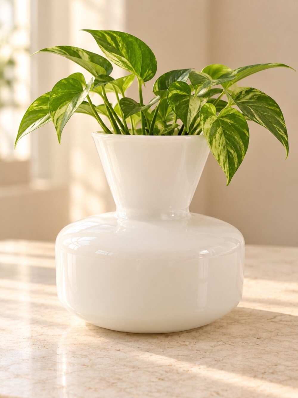 NWT OneDesign Home Matte White Glass Decorative Vase Modern